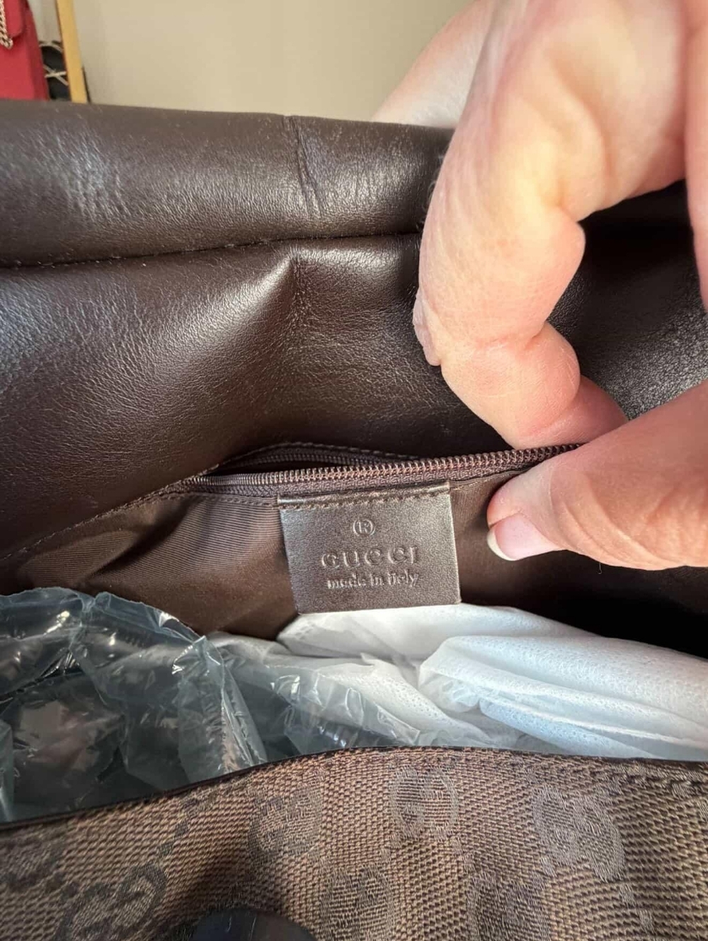 Gucci GG Canvas D-Ring Shoulder Bag Brown Monogram Tom Ford Era - Picture 7 of 11